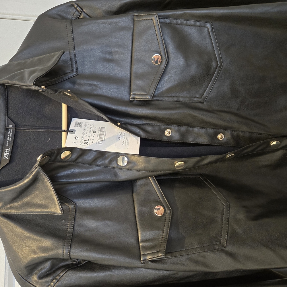 Zara Black Leather Shirt/ Jacket